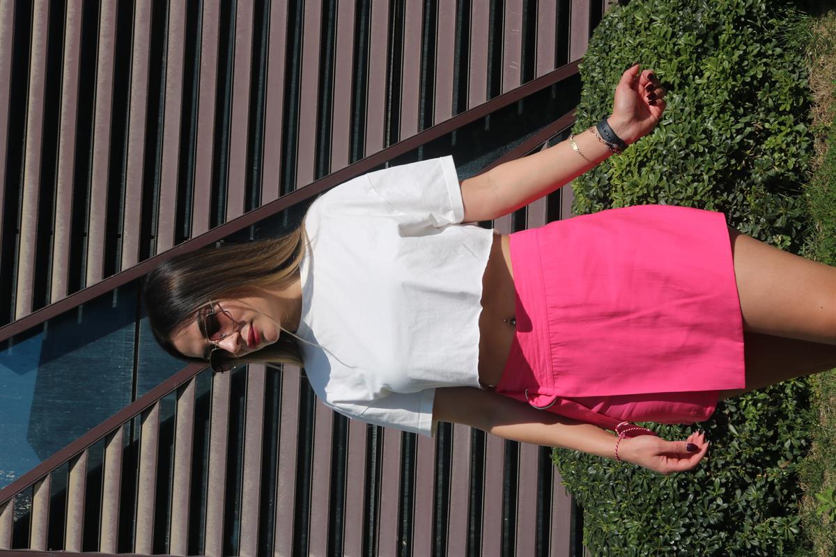 Beyaz basic crop tişört