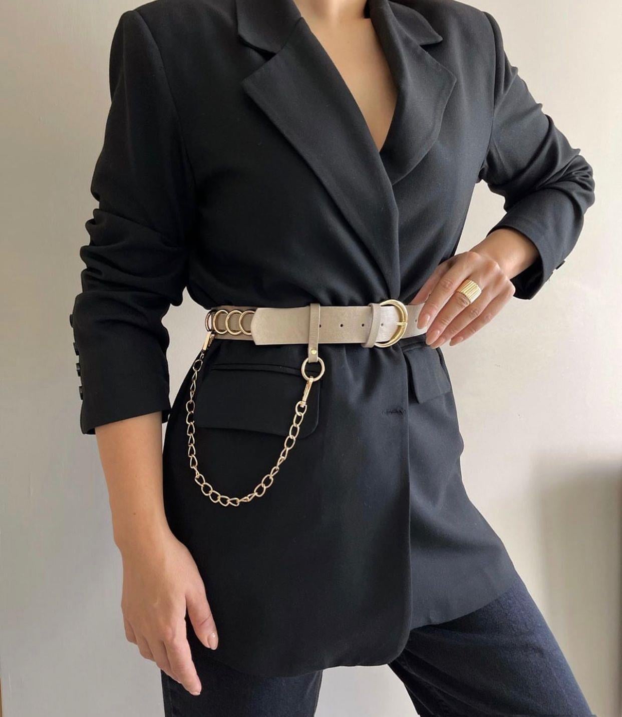 BySoloCollection Bej zincir detay kemer