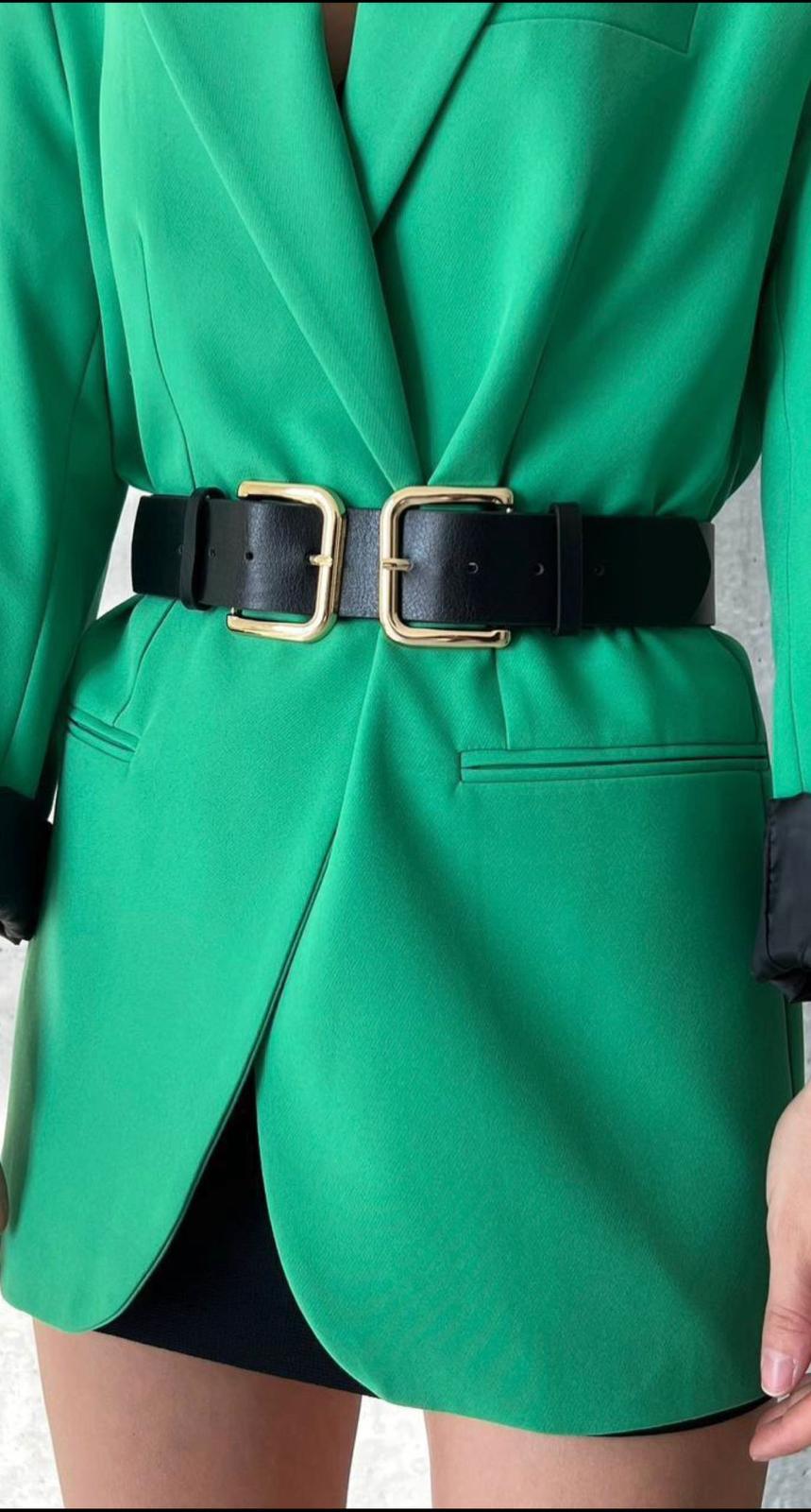 BySoloCollection Siyah gold toka detaylı kemer