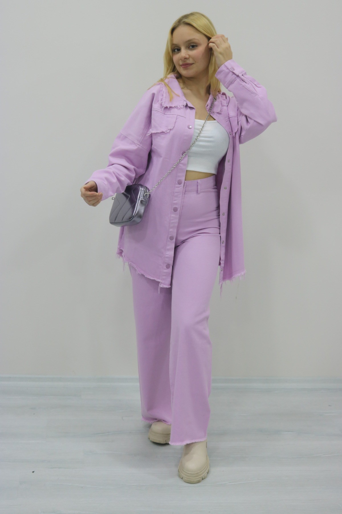 Lila palazzo pantolon