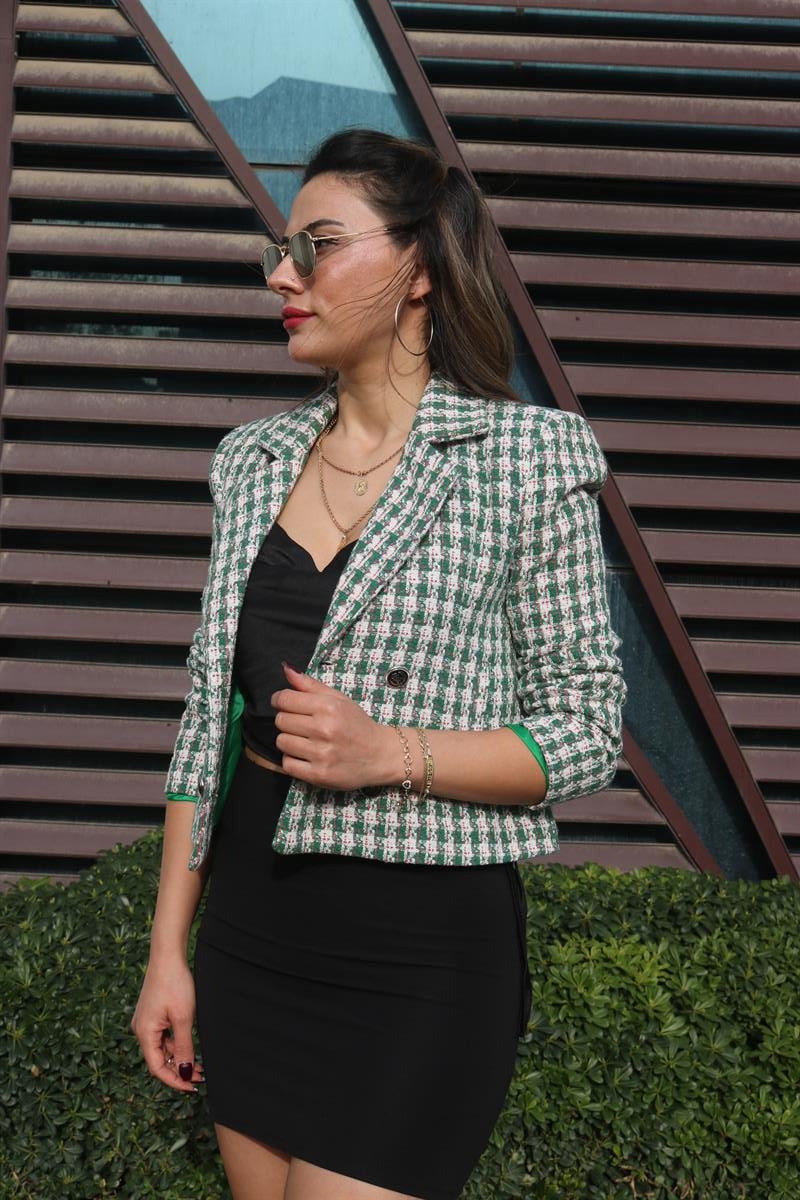 Yeşil kısa tüvit ceket