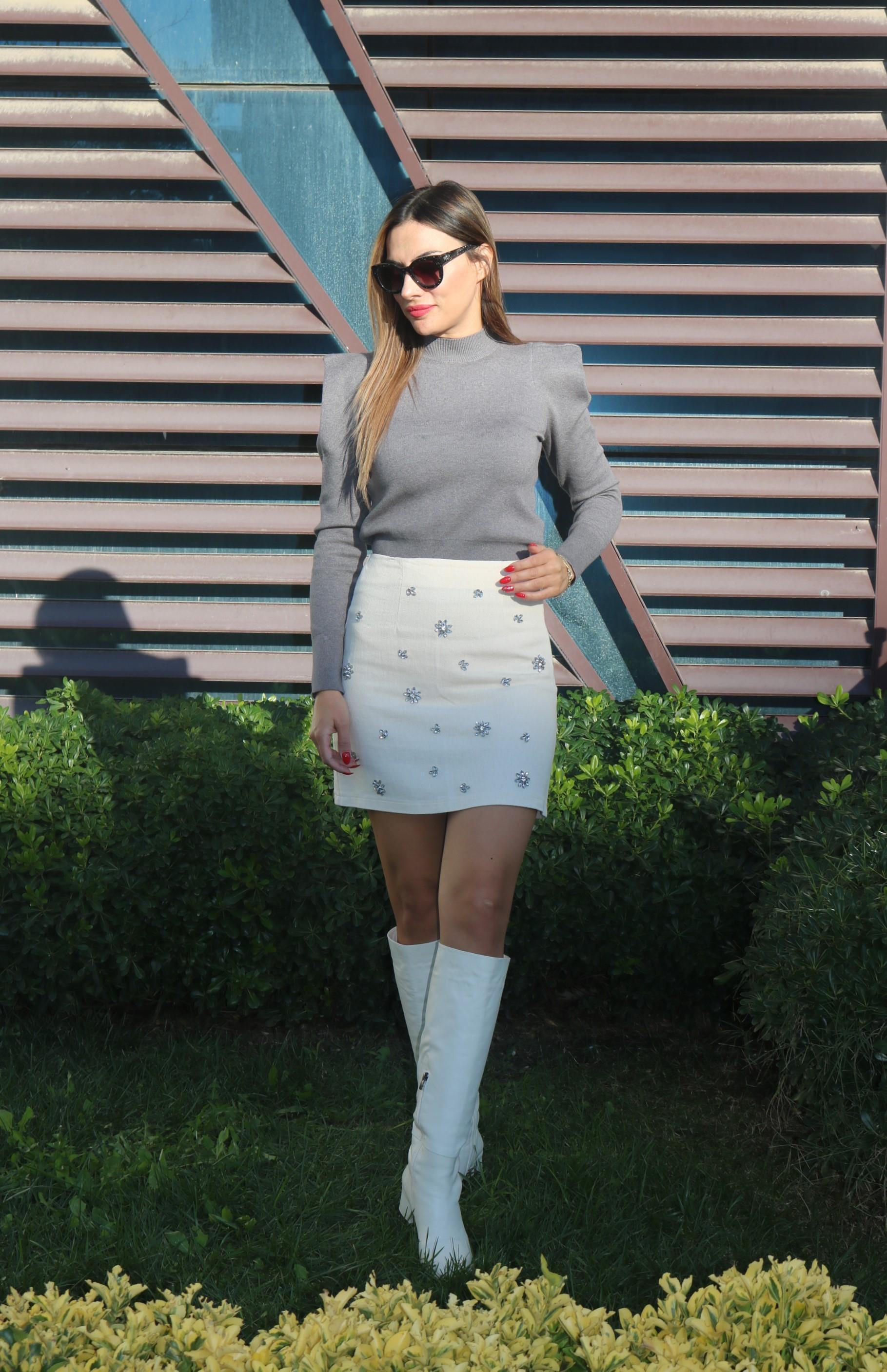 BysoloCollection  Kendinden Geniş Vatkalı Gri Kazak