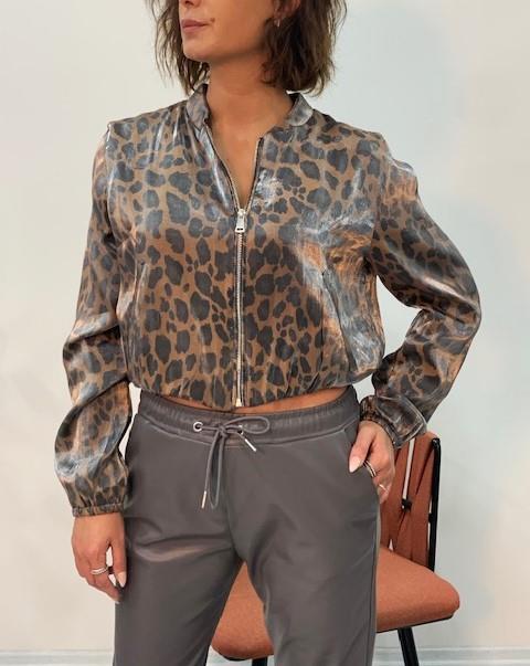BySoLoCollection Leopar Desen İçi Astarlı Bomber Ceket