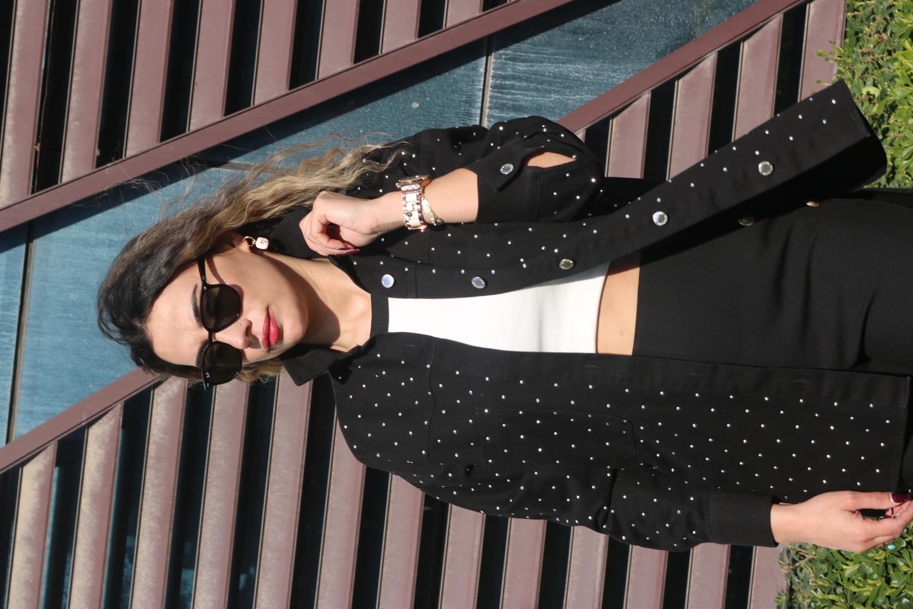 BySoloCollection Taşlı Siyah Kot gömlek