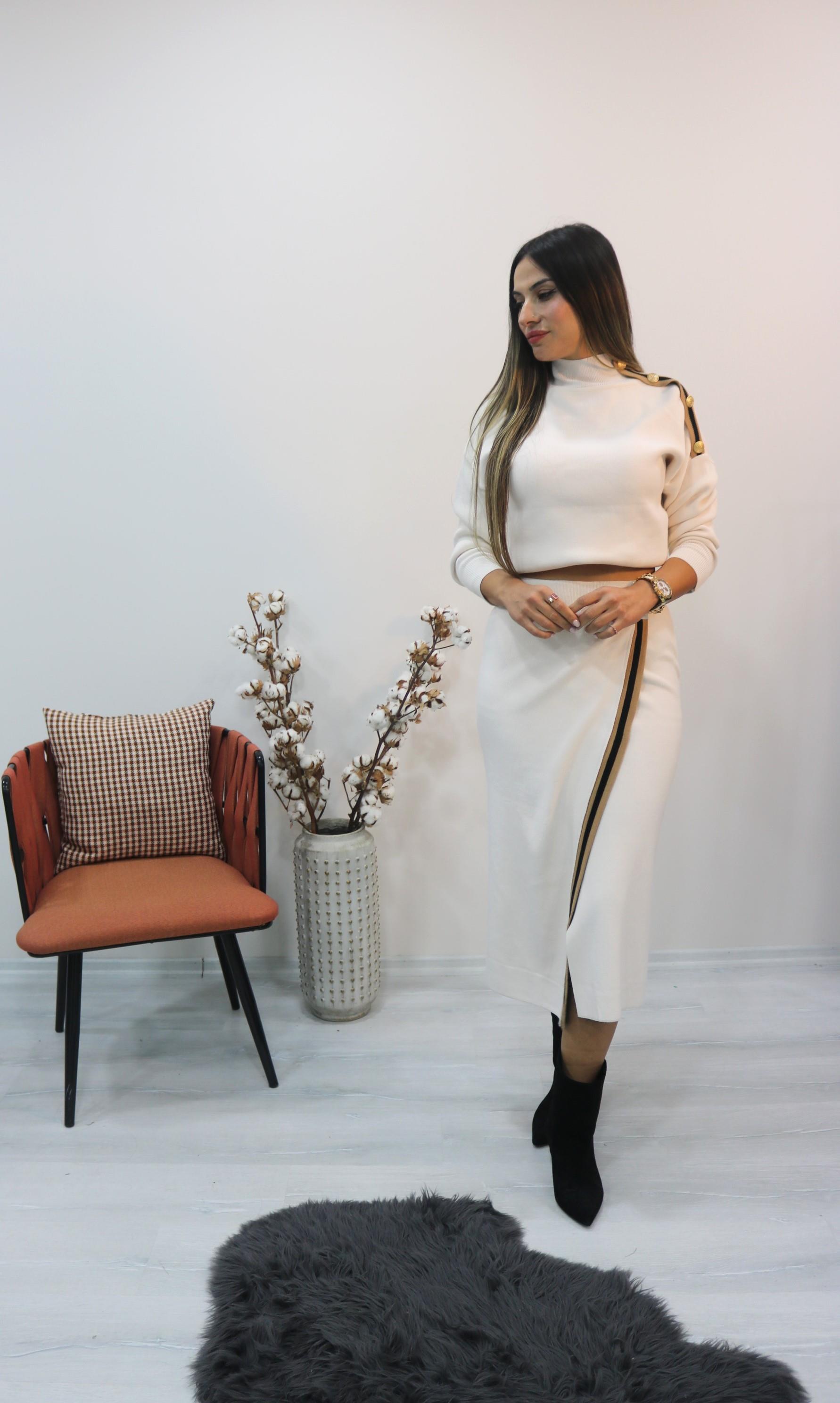 BySoloCollection Yarım balıkçı İntersiye Takım krem-siyah