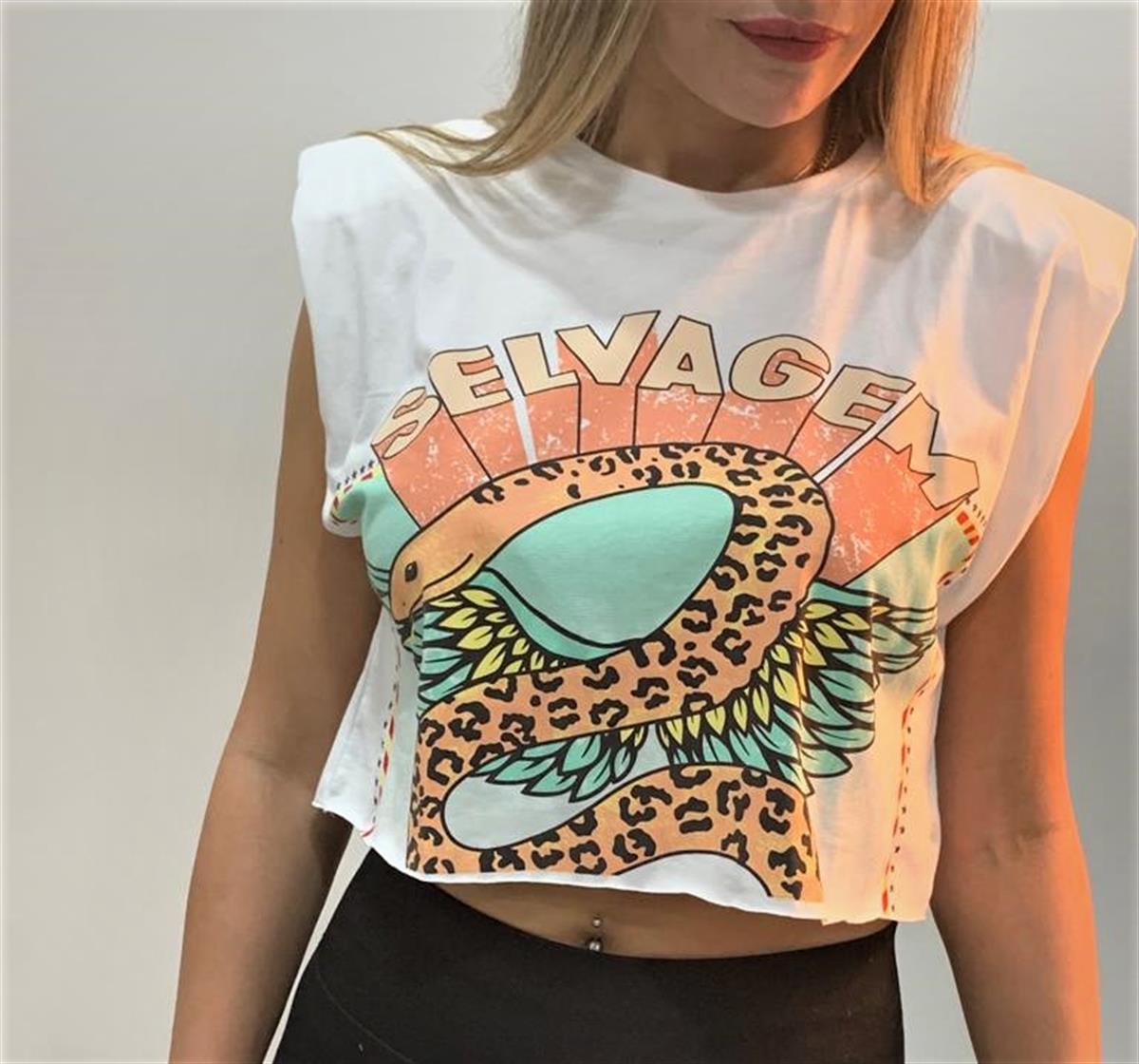 Yılan Desenli crop tshirt quzu