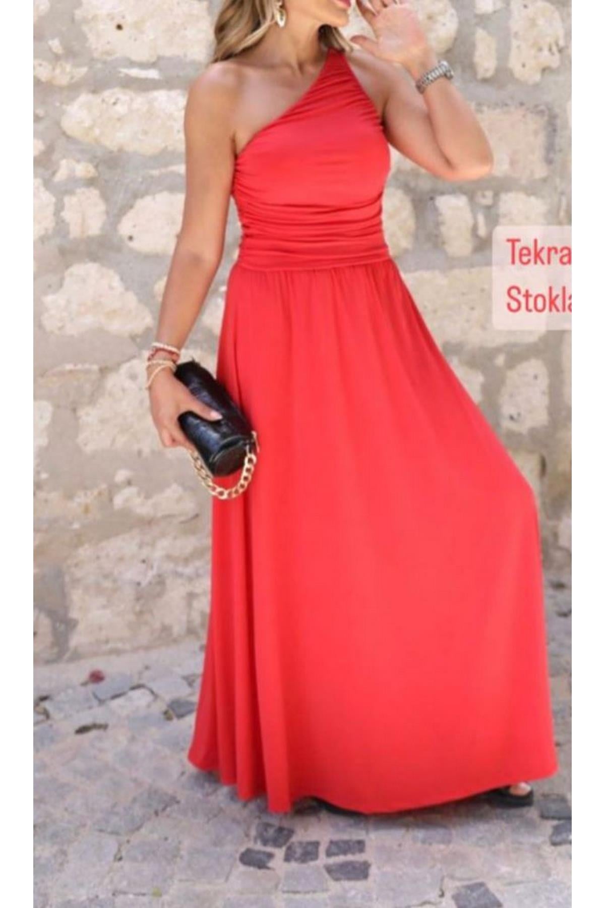 BColl Micra Kumaş Tek Omuz Elbise