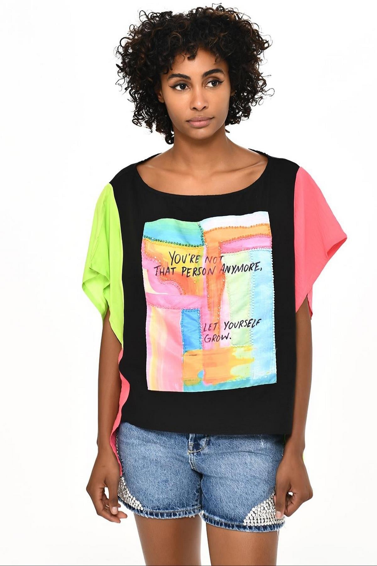 DQ Baskılı Bluz T-Shirt