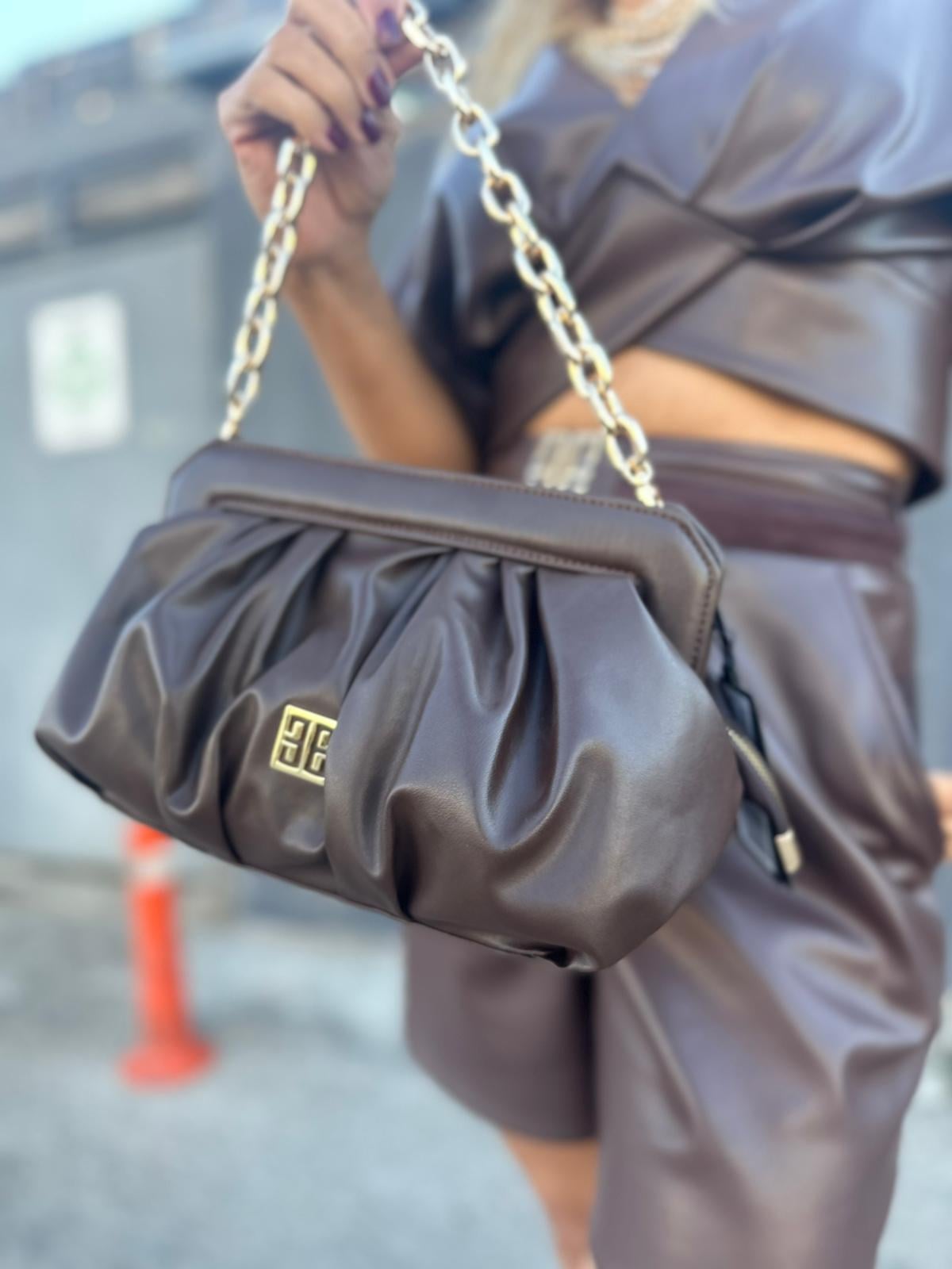 Exp Dark Brown Zincirli Çanta