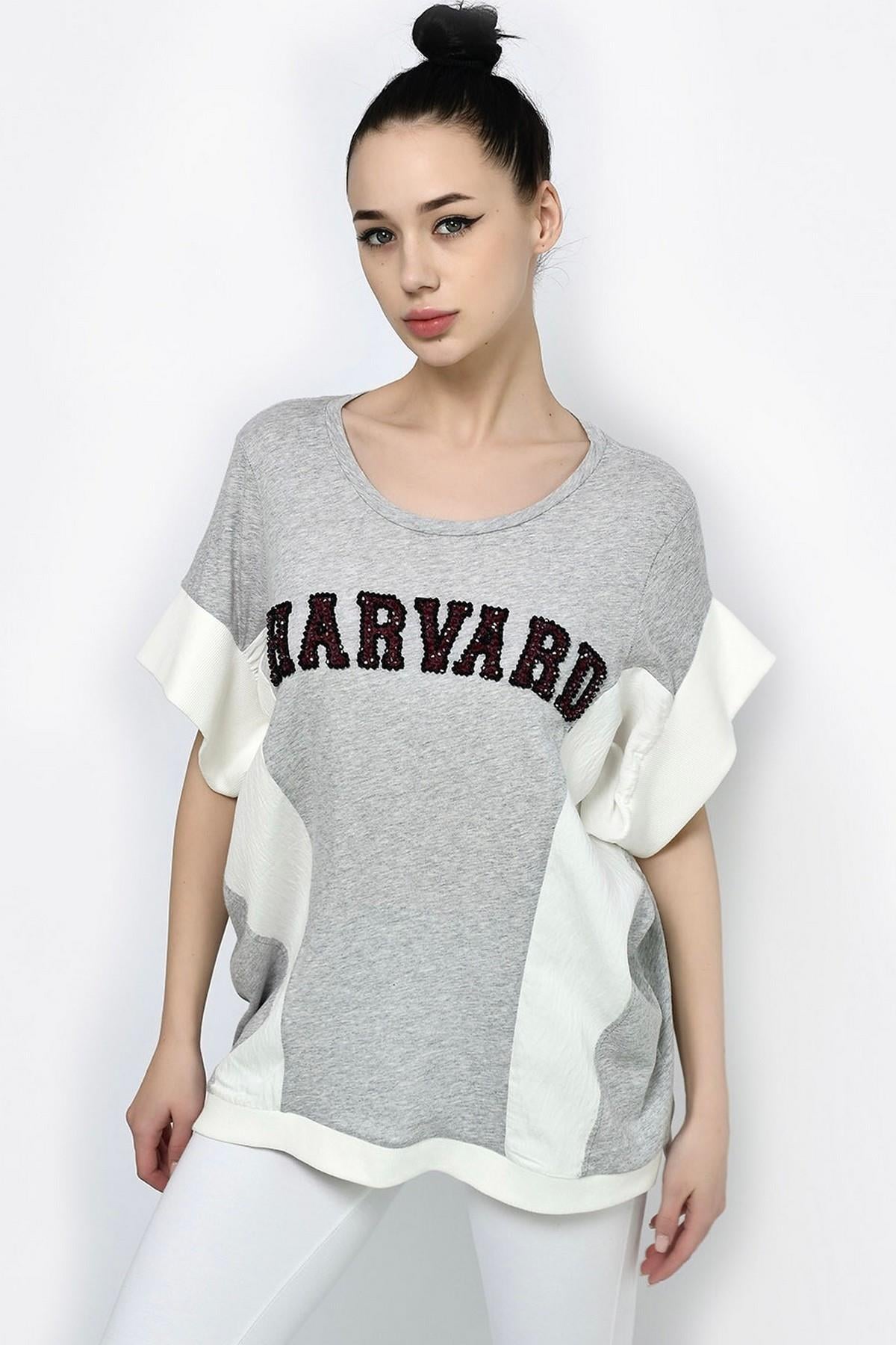 Harvard Baskılı Düşük Kol T-Shirt