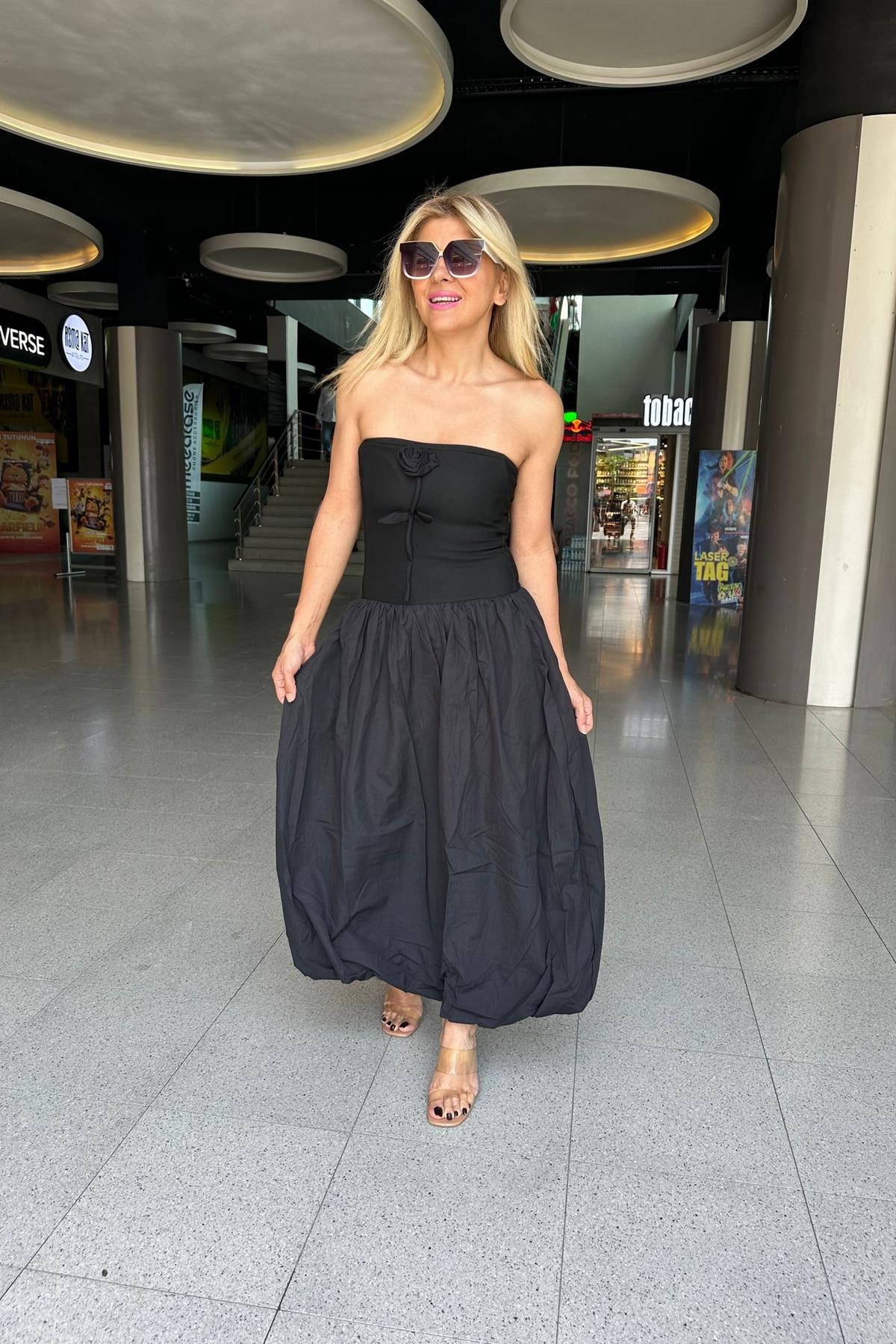 MZ Balon Elbise Straplez