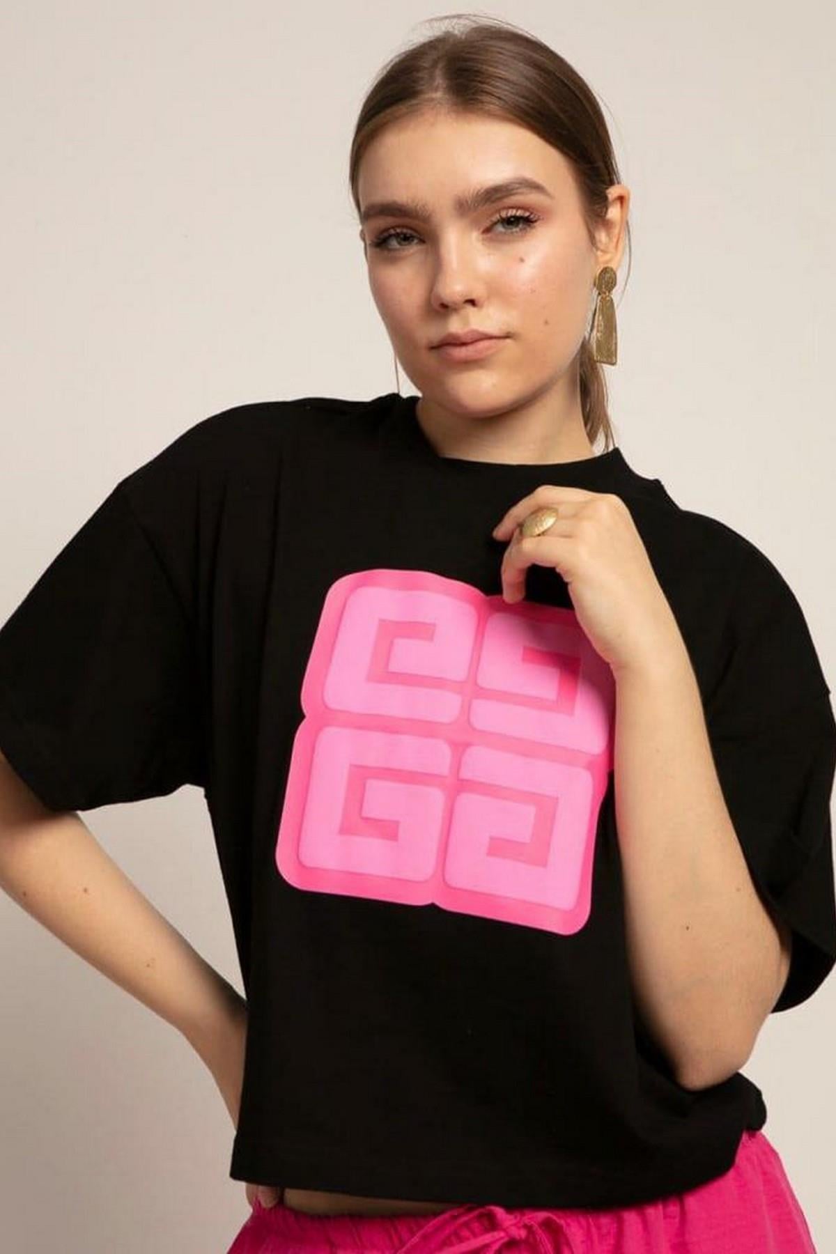 Oversize Ön Baskılı T-Shirt