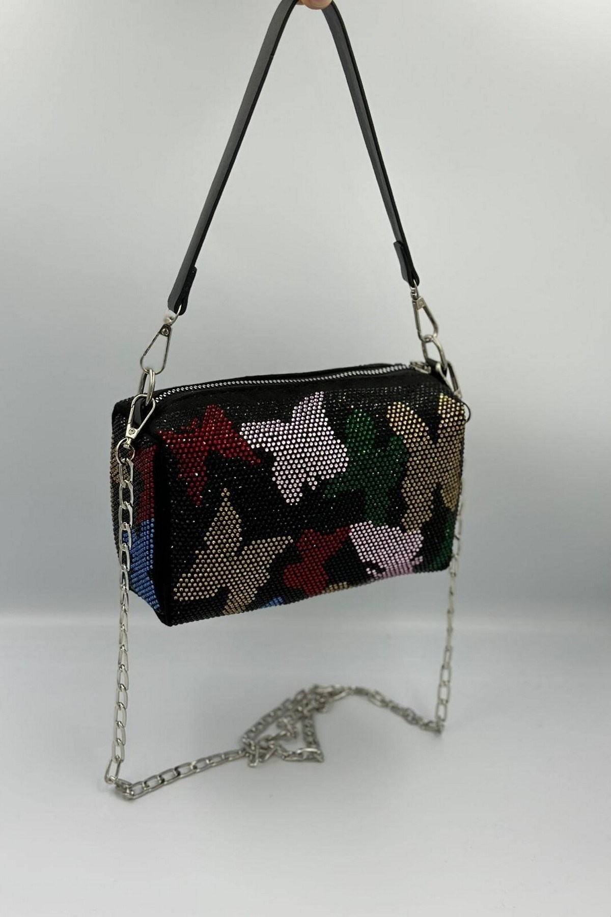 Taş İşlemeli Zincir Askılı Çanta 20*30 cm