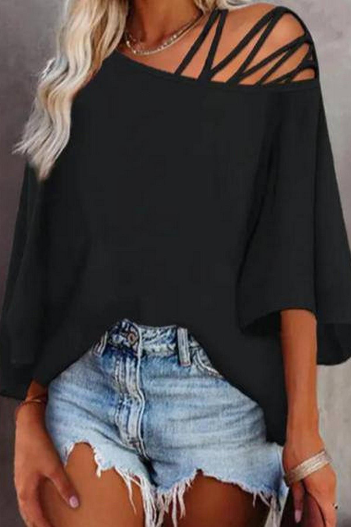 Tek Omuz İp Detaylı Bluz