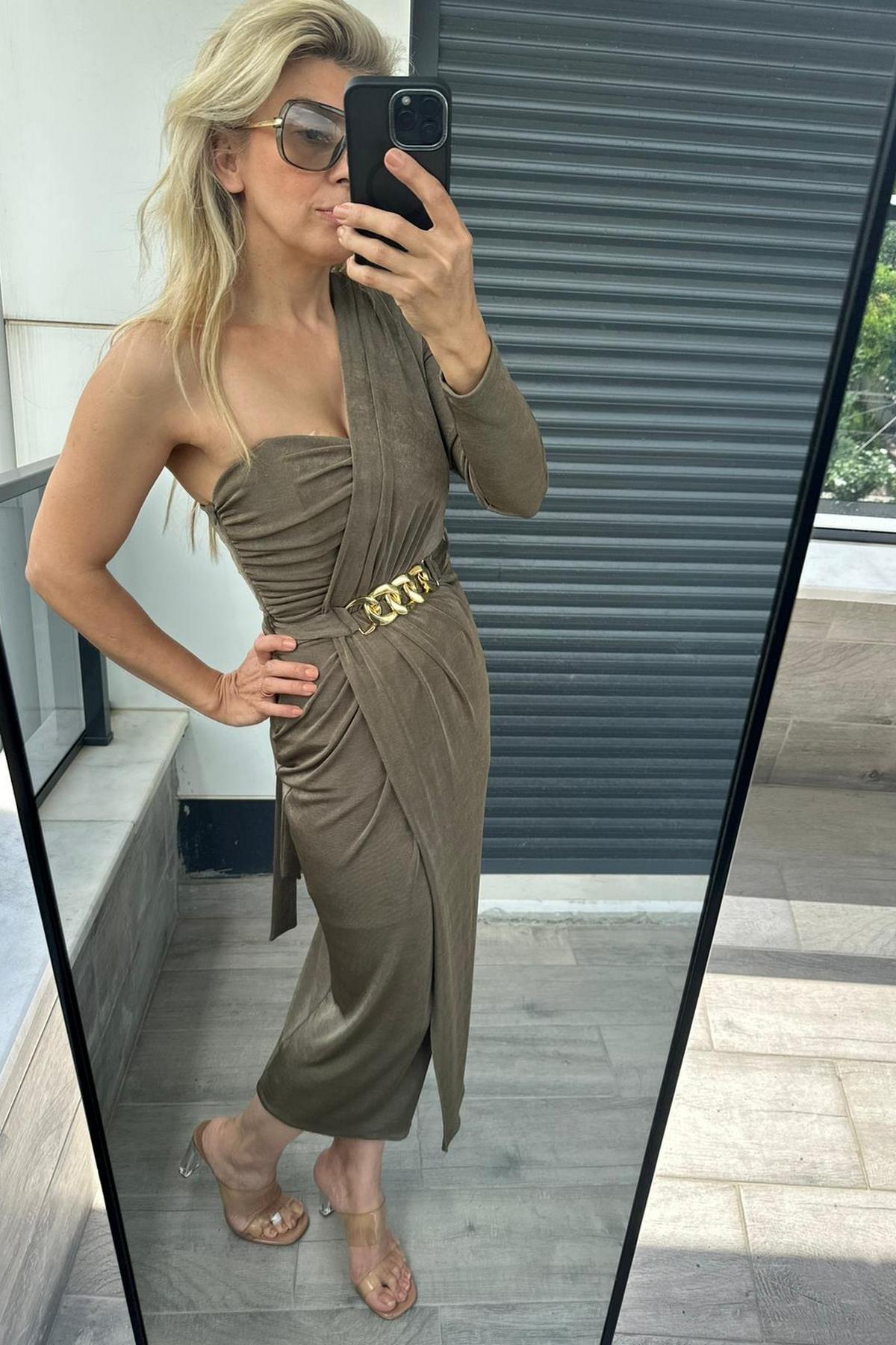 Tek Omuz Jarse Elbise