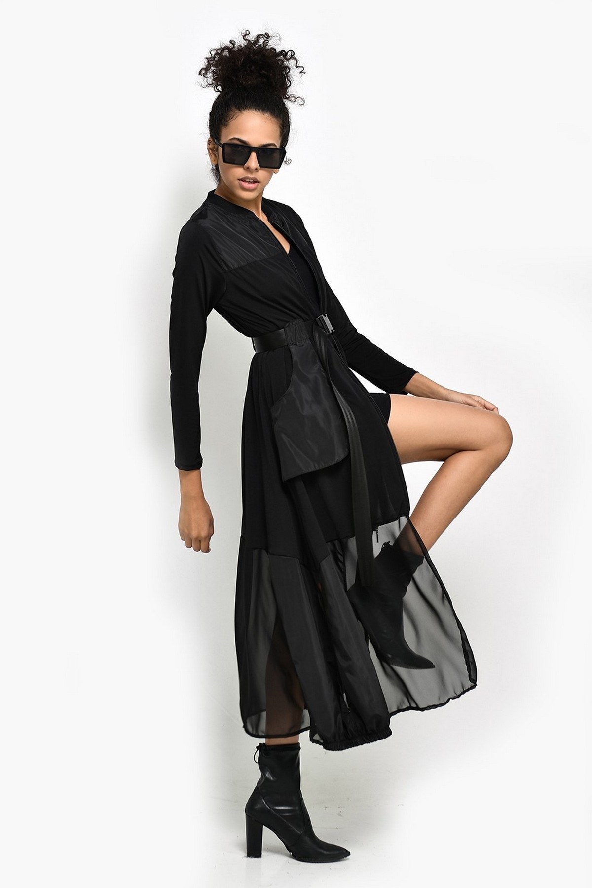 Uzun Şifon Ceket Siyah