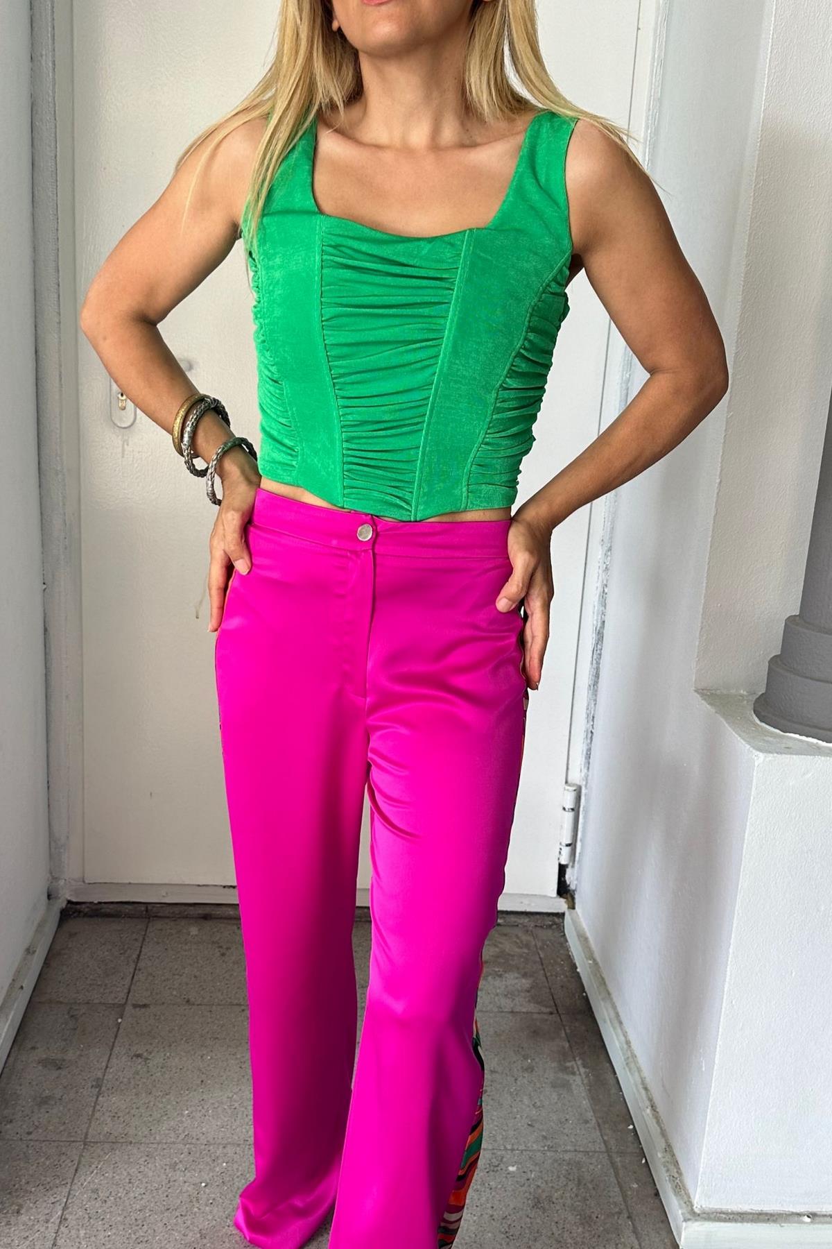 Exp24 Drape Sırt Fermuar Bluz Askılı