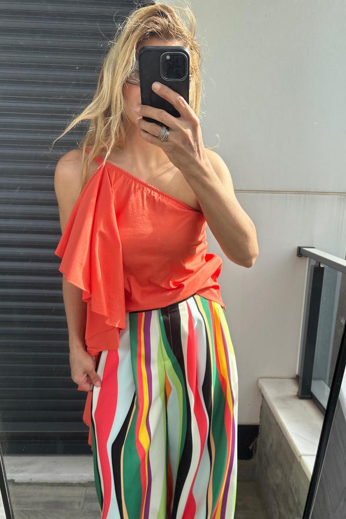 İmza Tek Omuz Gömlek Bluz