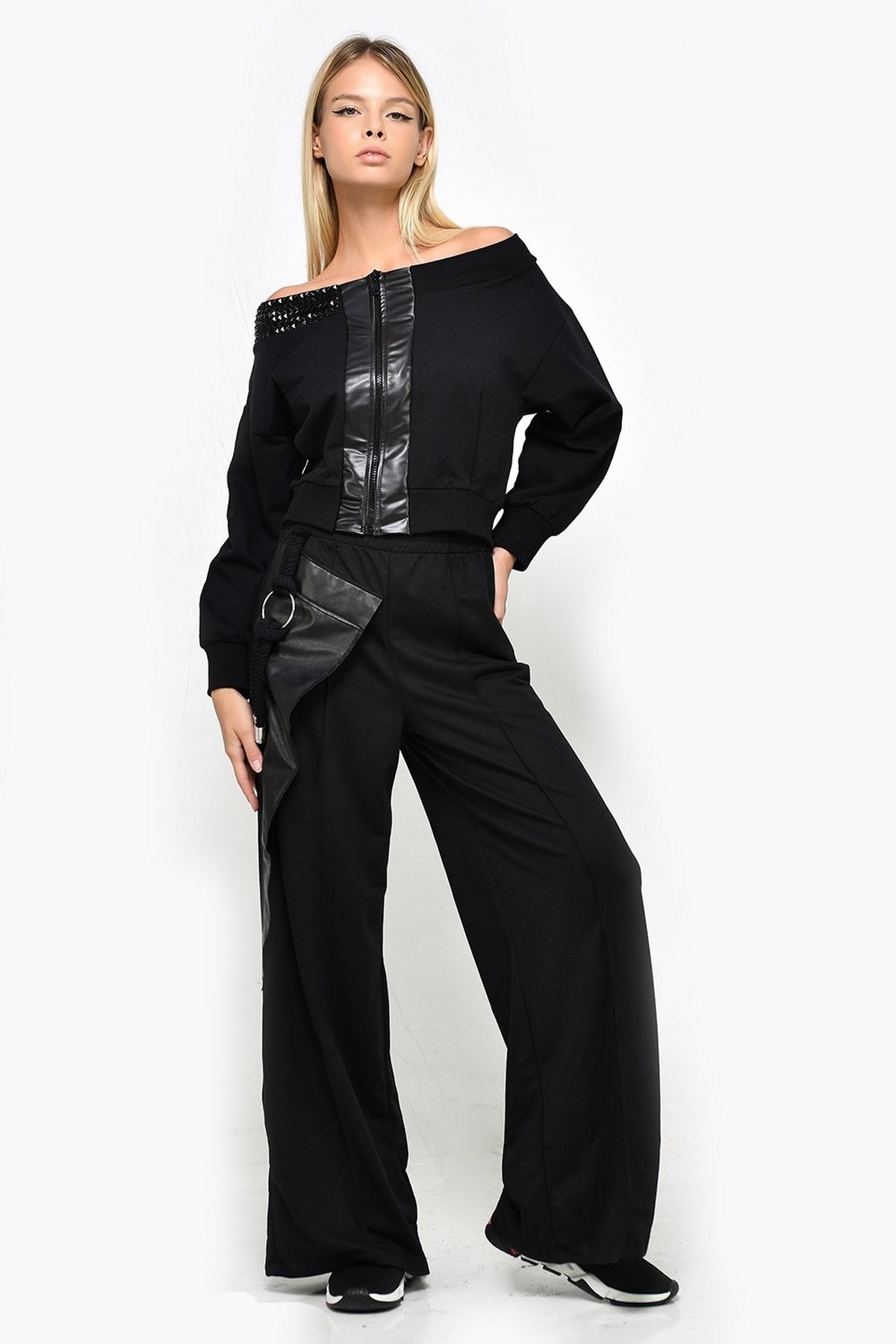 Kayık Yaka Ceket Siyah