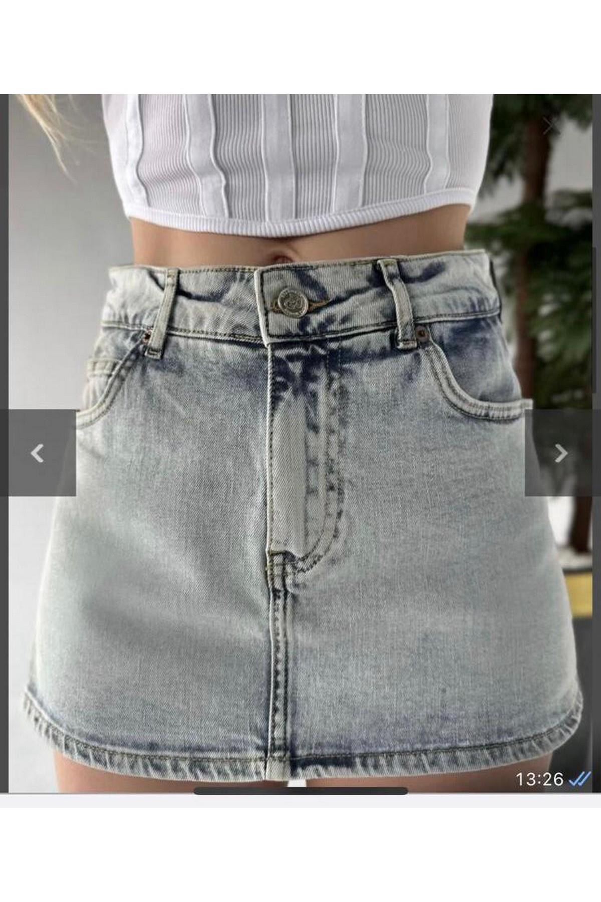 Kot Şort Etek Görünümlü