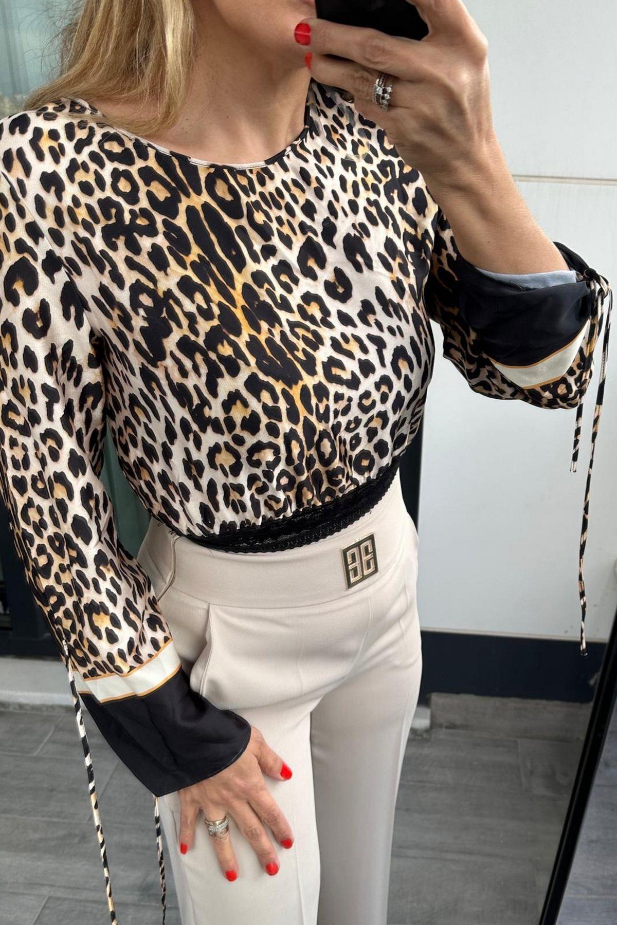Leopar Desen Crop