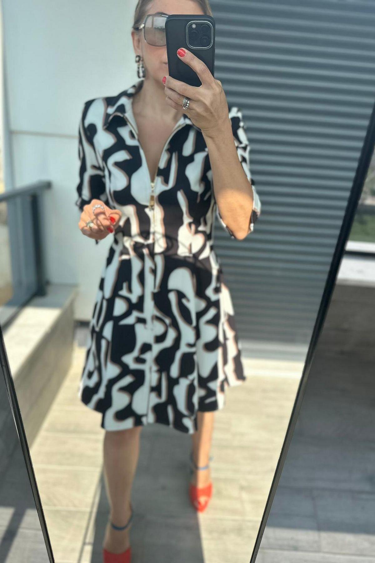 Önü Fermuarlı Elbise