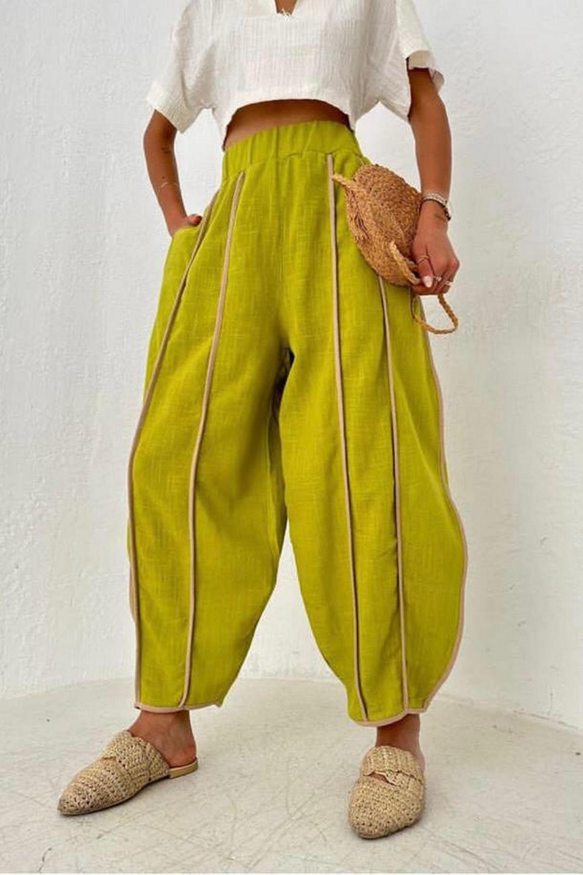 Tasarım Keten Pantolon