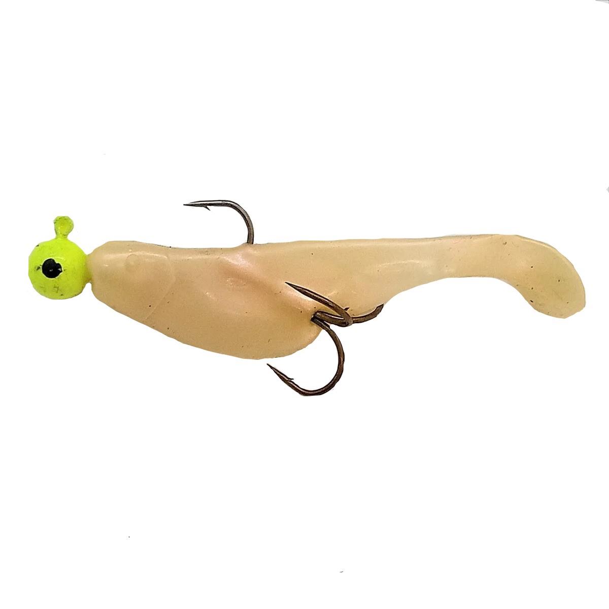 12 cm Beyaz Yansmalı Yeşil Zoka Çift İğne Silikon Balık