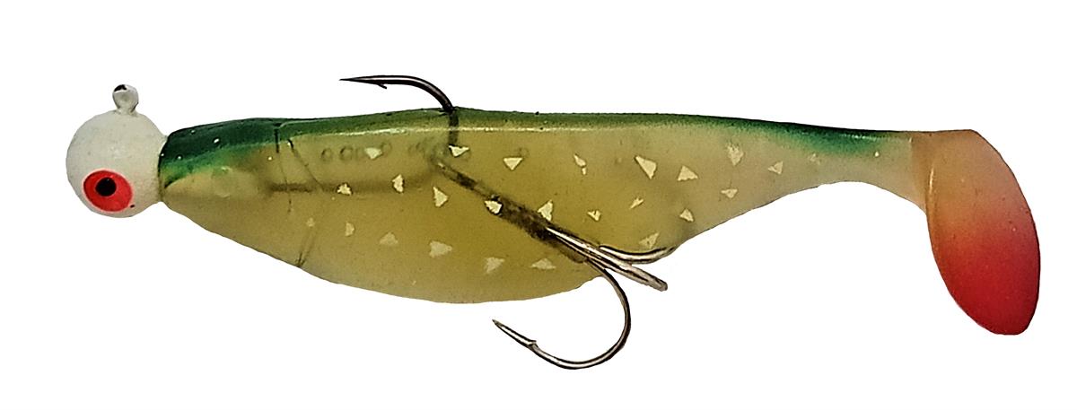 Luck John 12 cm Yeşil Sırt Desenli Çift İğne Beyaz Zoka Silikon Balık