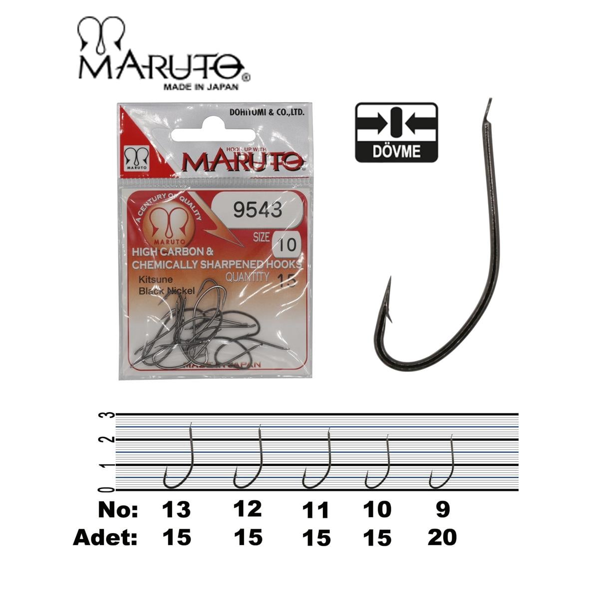 Maruto 9543 Black Nikel İğne No:12 16 Lı Paket