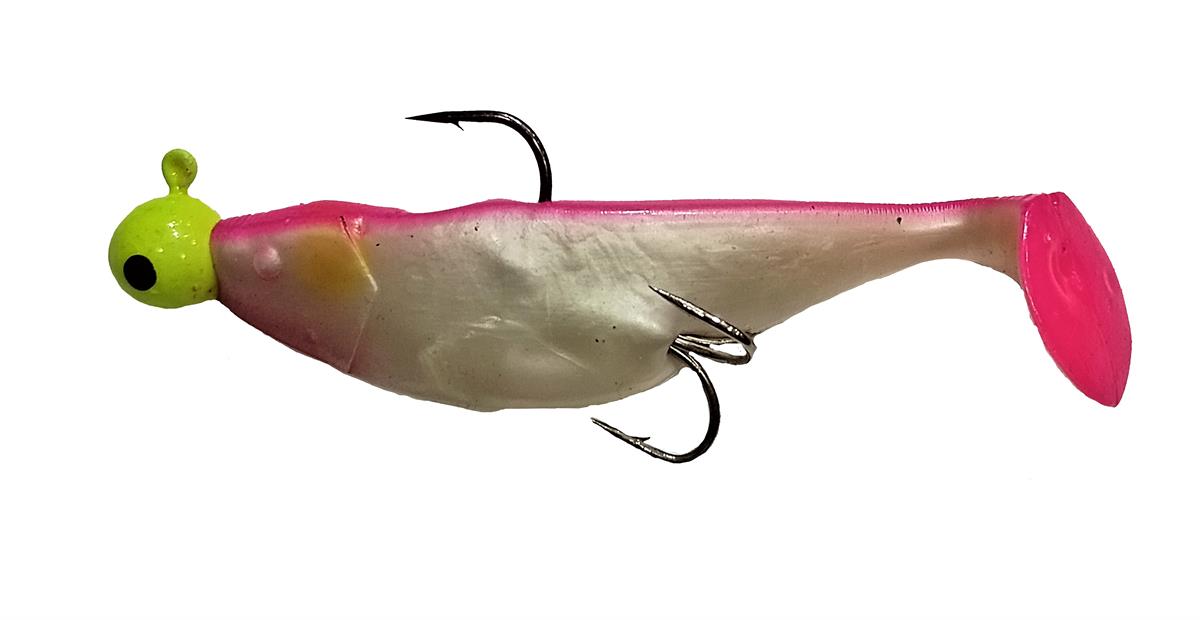 Muhtelif 95mm Pembe Sırt Siyah Göz Yeşil Zoka Çift İğne Silikon Balık