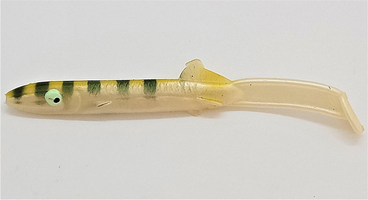 Remixon 105mm Sarı Sırtı Çizgili Raglou Silikon Balık