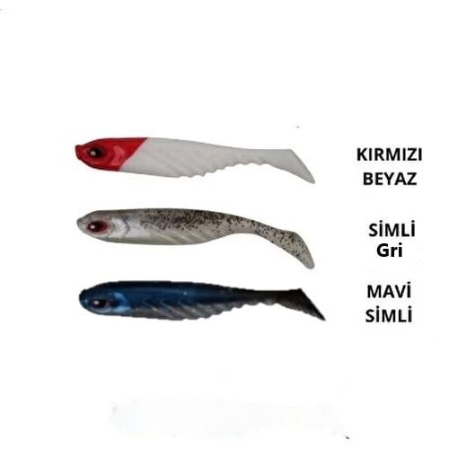 Soft Bait Lure Wild Action Silikon Balık/Gri SimliSoft Bait Lure Wild Action Silikon Balık/Gri Simli