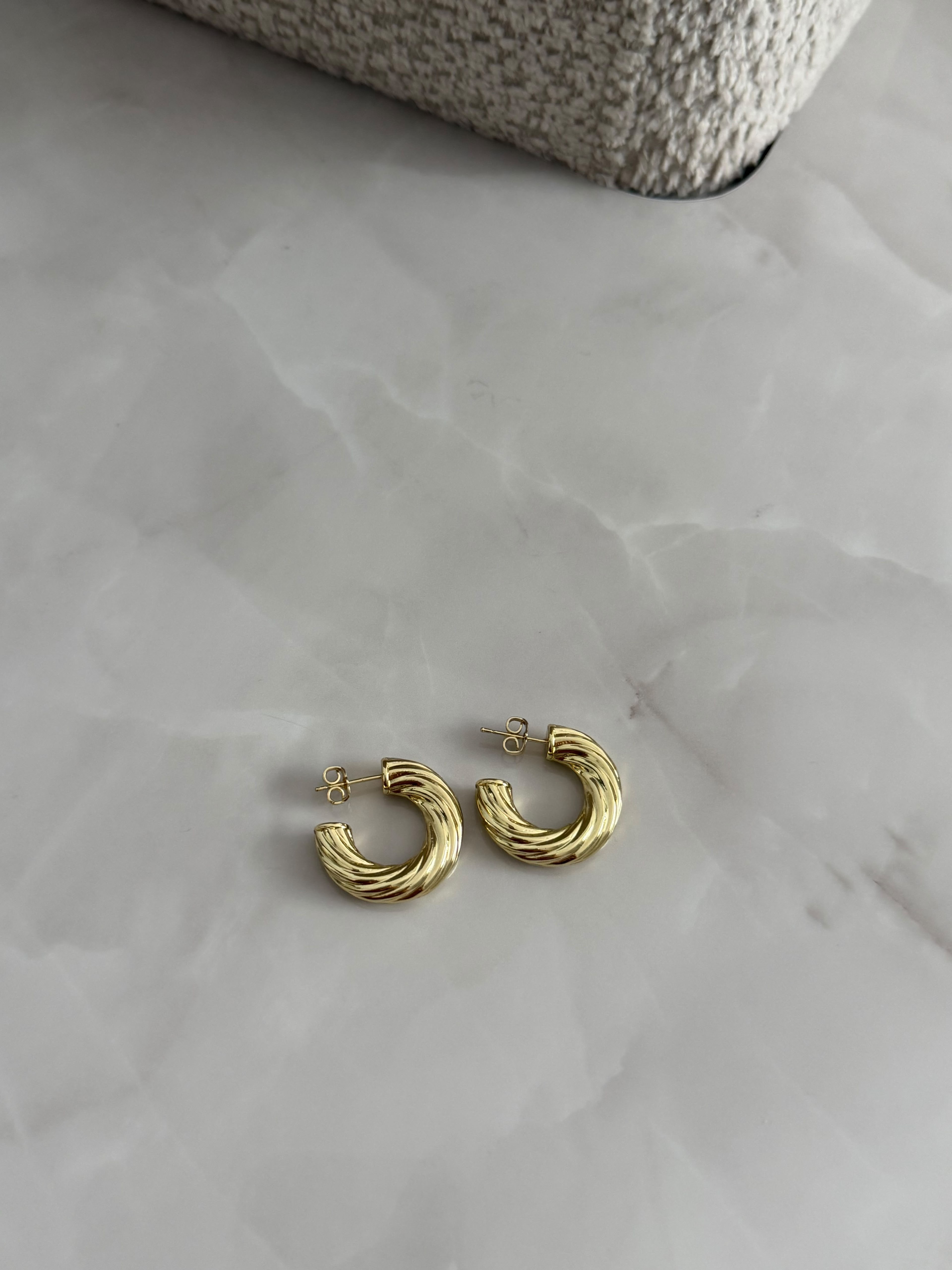 Gold Burgu Model Kalın Halka Küpe