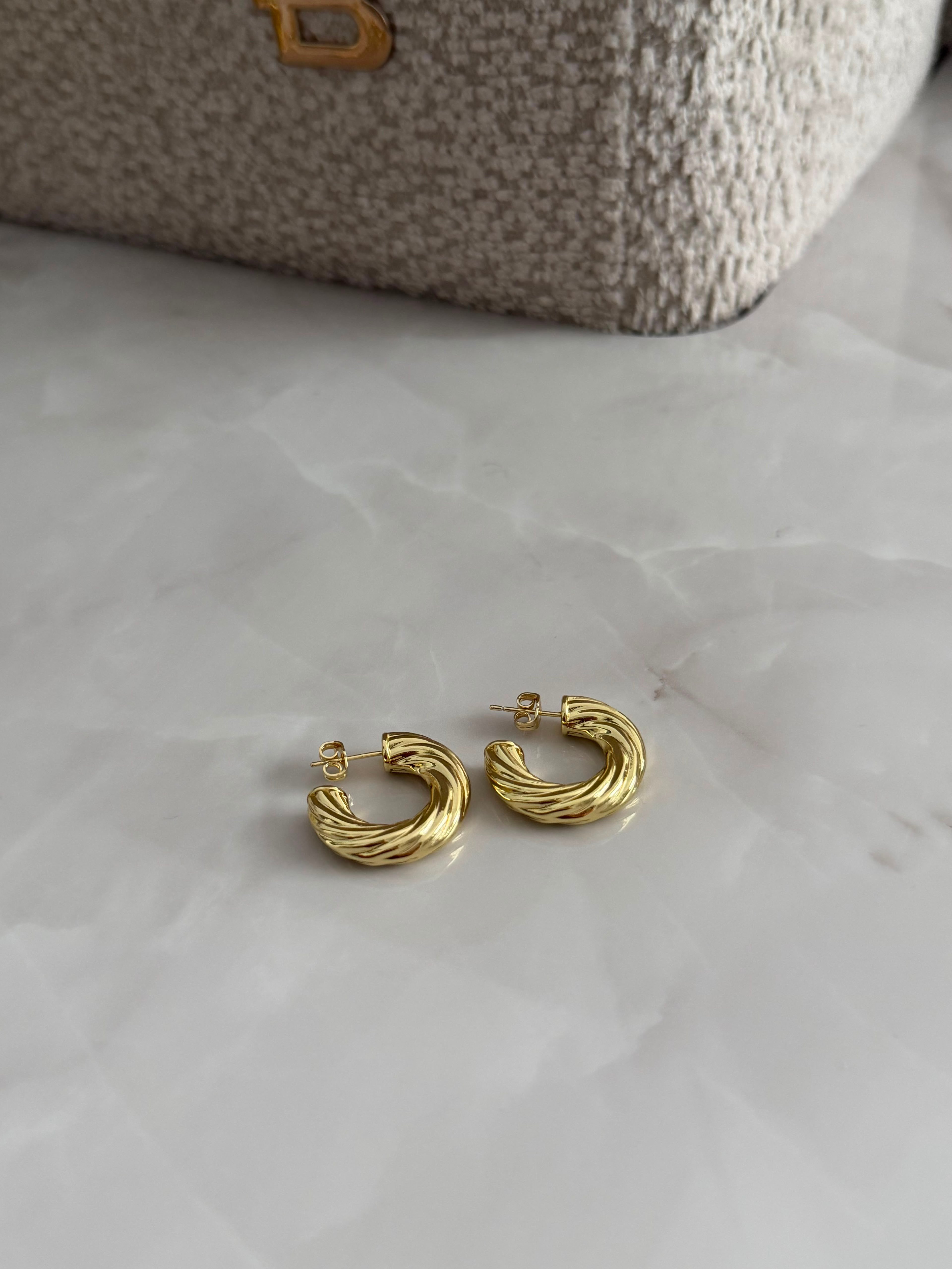 Gold Burgu Model Kalın Halka Küpe