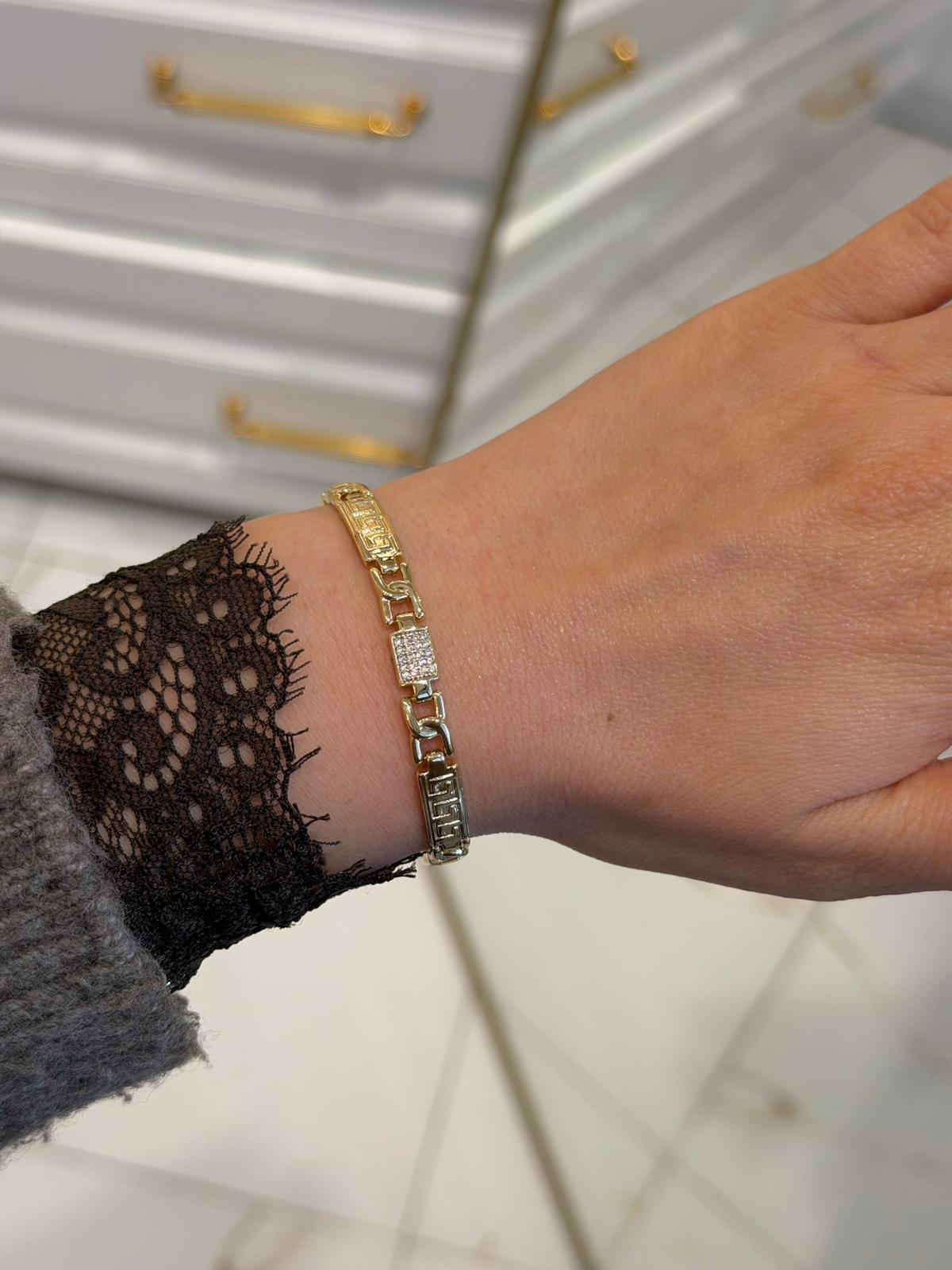 Özel Seri 14k Gold Labirent Model Taşlı Bileklik