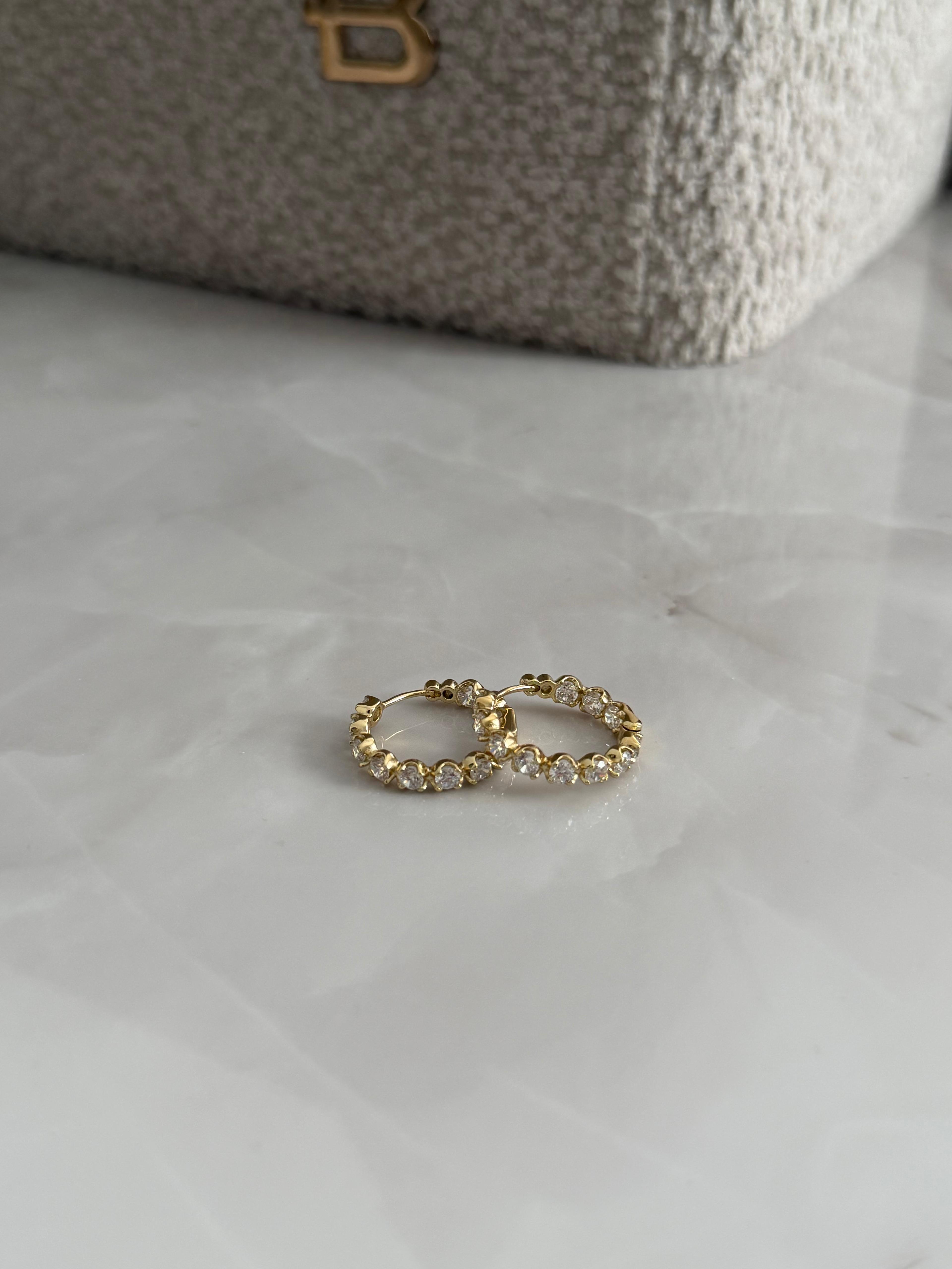 Linea Cerchio 14 Ayar Gold Sıra Taşlı Küpe