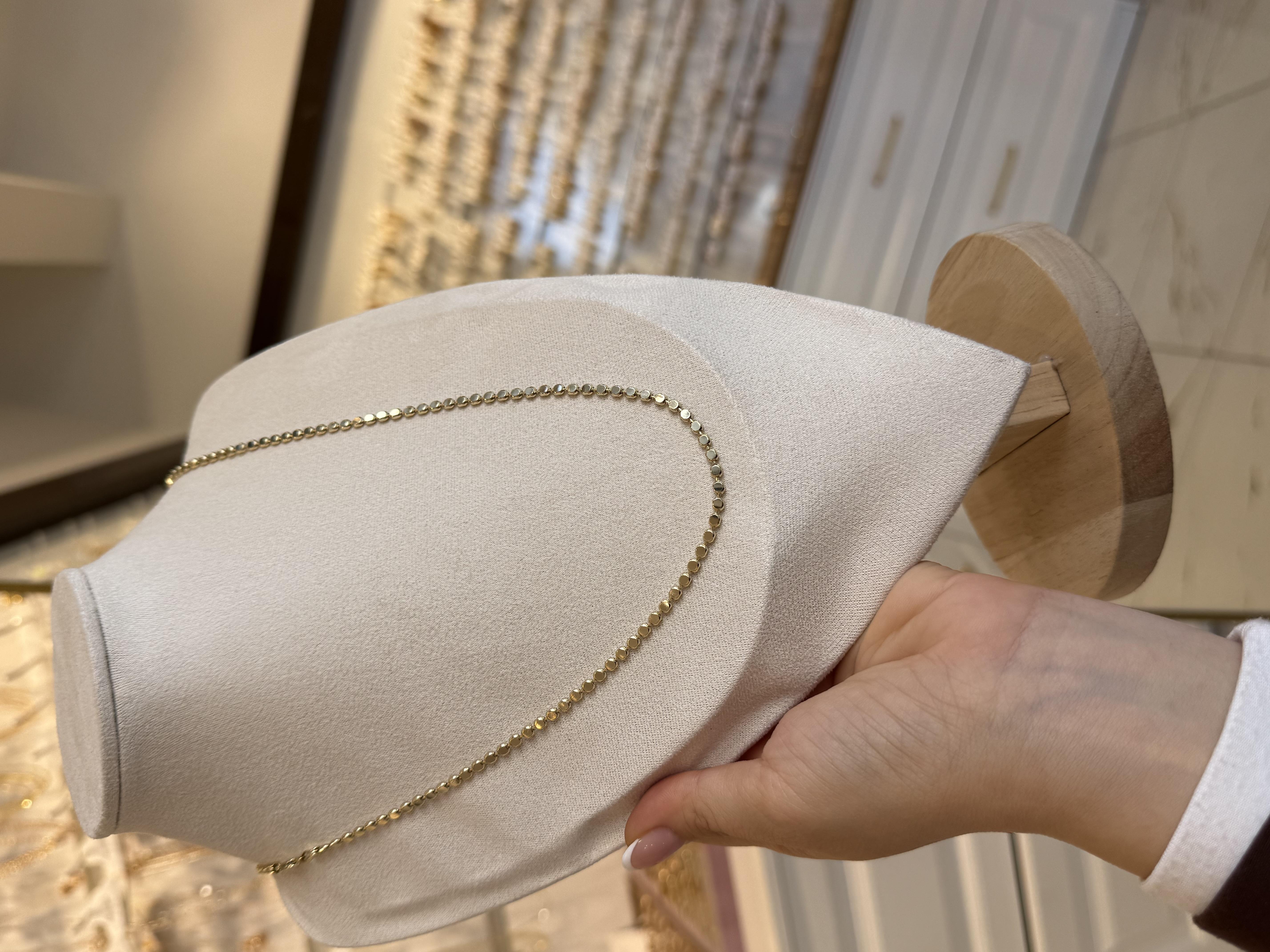 Özel Seri Ezme Zincir 14K Gold 60cm