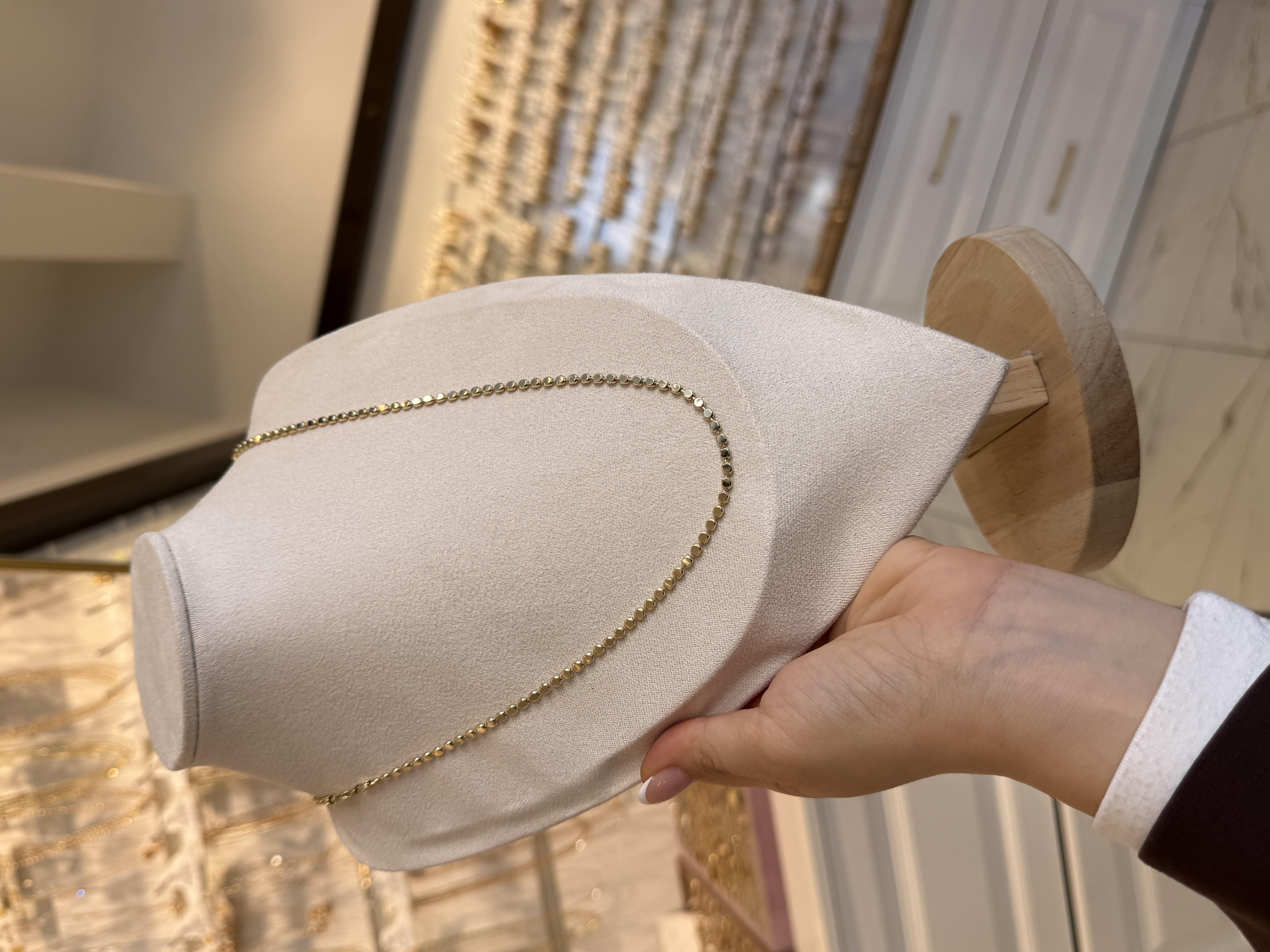 Özel Seri Ezme Zincir 14K Gold 60cm