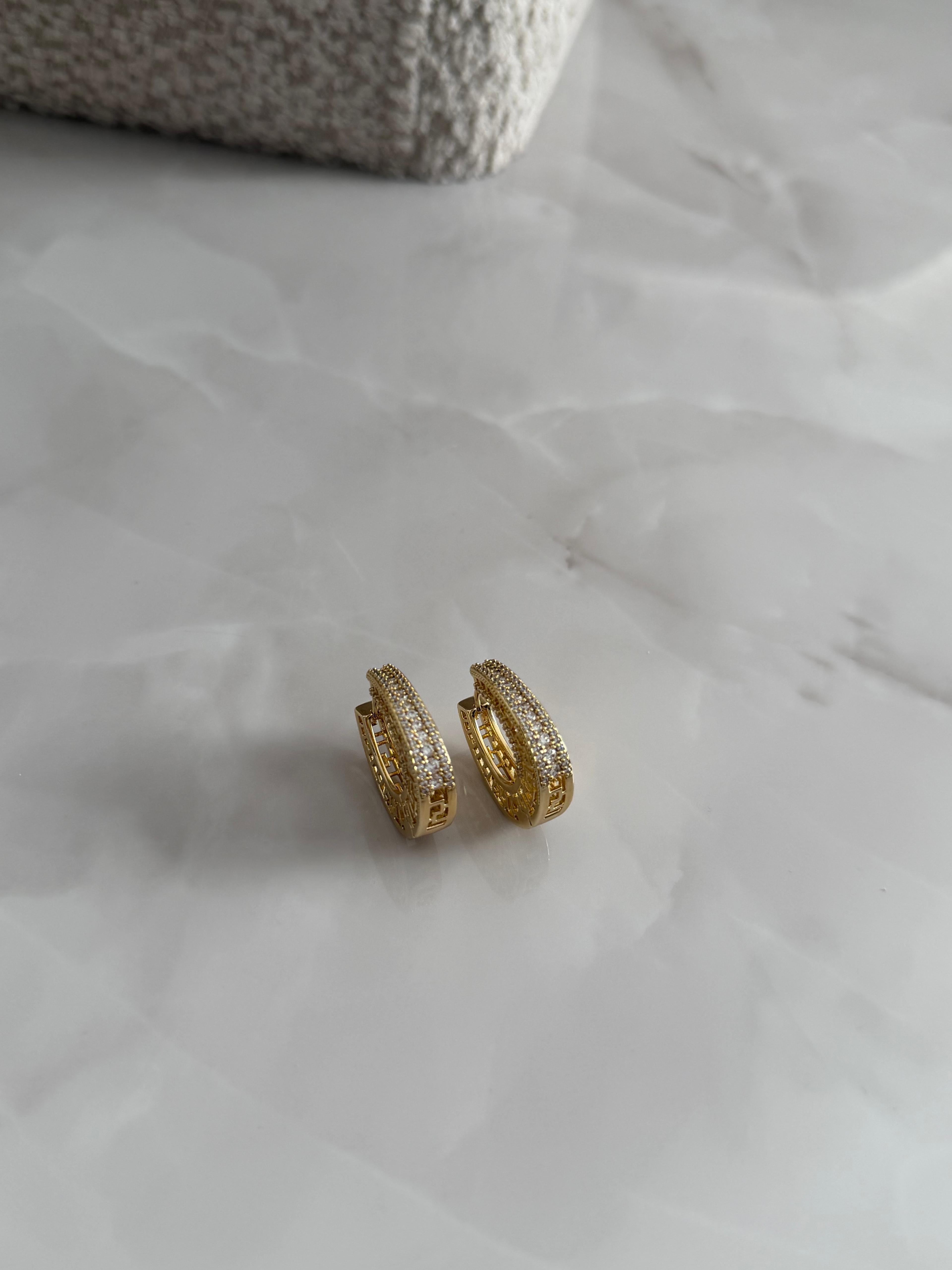 Labirinto Ovale 14K Gold Taşlı Çevre Küpe