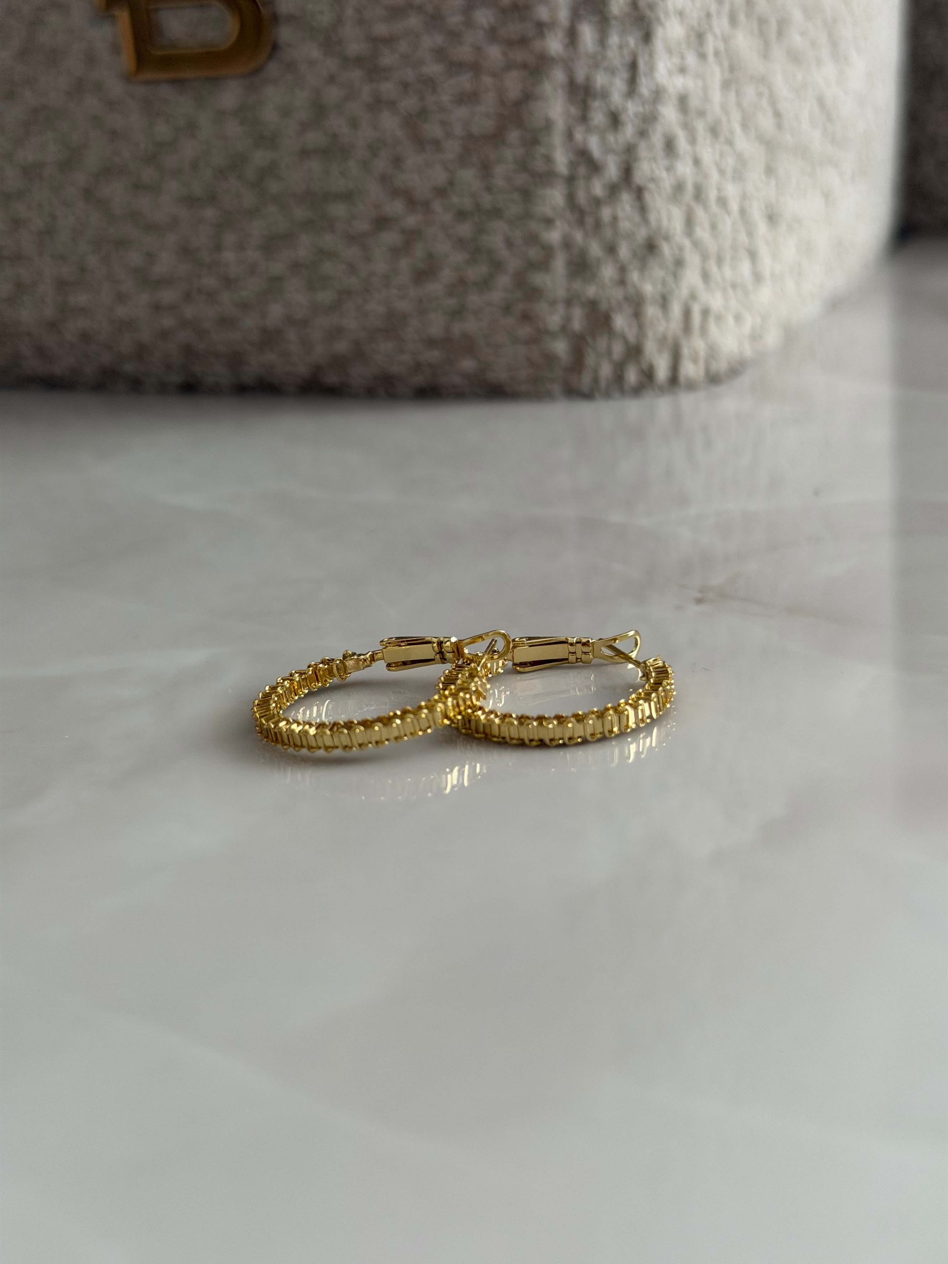 Tırtıklı Model Gold Halka Küpe
