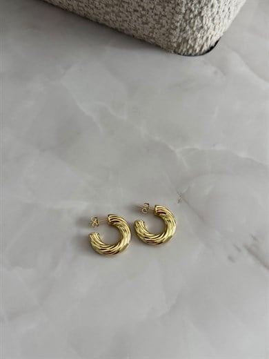 Gold Burgu Model Kalın Halka Küpe