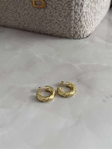 Gold Burgu Model Kalın Halka Küpe