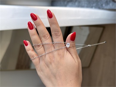 Lıcelle Oval Tek Taş Kolye Silver