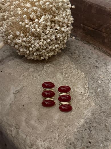 Marka Model Bordo Gold Sıralı Büyük Küpe