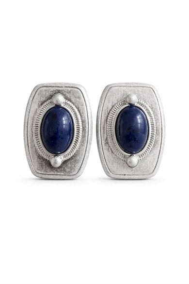 Marka Model Blu Antico Eskitme Lacivert Taş Silver Küpe