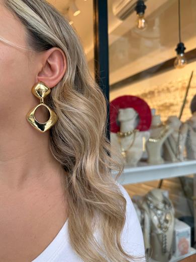 Marka Model Geometrik Şekil Gold Sallantılı Küpe