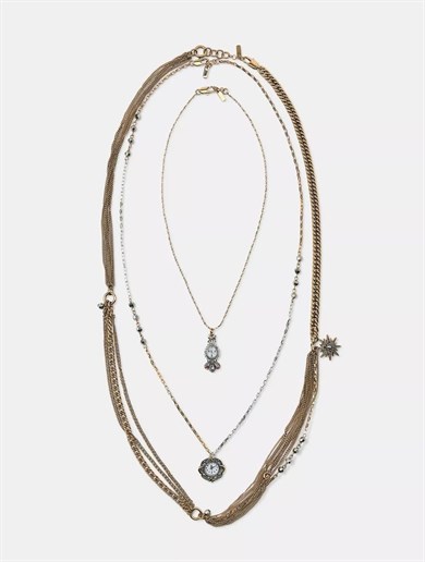 Marka Model Gold-Silver Saat Model Zincir Kolye