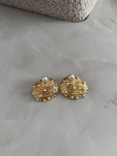 Marka Model İstiridye Desen Beyaz İncili Küpe