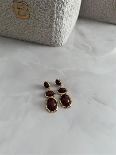 Marka Model Kahverengi Üç Sıra Sallantılı Küpe